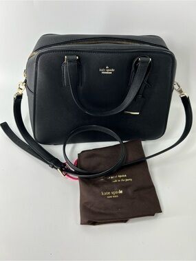 kate spade Black Leather Satchel with Gold Hardware